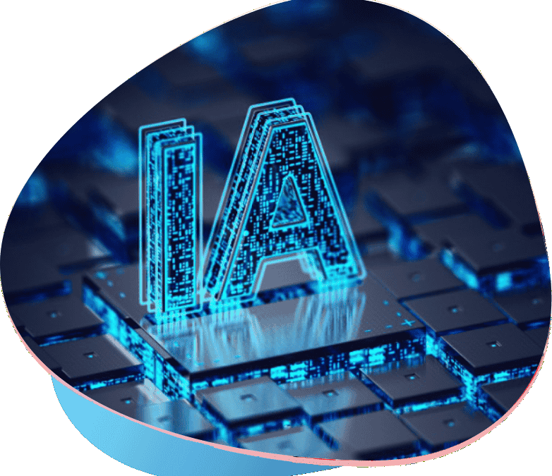 Símbolo de inteligência artificial, sobre um teclado de laptop.